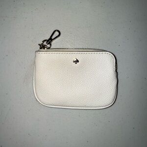 kate spade white pebbled leather keyring coin pouch